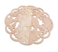 iplusmile Applique Décorative en Bois Sculpté Éléphant Rond 30X30 CM Autocollant Mural Non Peint Décoration Artisanale pour Meubles Armoires Portes et Cadres Sculpture Murale Africaine