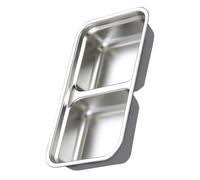 iplusmile Assiette de Service pour Hors-d'œuvre en Acier Inoxydable Argenté Double Compartiment, Design Simple et Résistant, pour Restaurants et Traiteurs