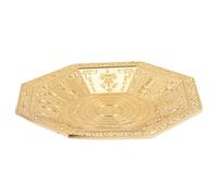 iplusmile Assiette Décorative Bouddhiste Octogonale en Métal Doré Anti-âge et Résistante la Décoloration pour Décoration Intérieure et Offrandes Familiales