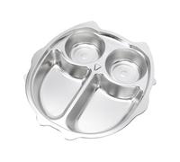 iplusmile Assiette Inox Garçon Fille Forme Chouette Plateau Repas Divisé Acier Inoxydable Résistant et Sûr pour Tout Petits Maternelle Design Cartoon Ludique pour Garçon Fille