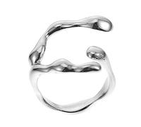 iplusmile Bague Ouverte Plaquée Argenté Style Gothique Ajustable pour Femmes et Hommes, Anneau Feuille de Bambou Design Vintage, Bague de Personnalité Légère Usage Quotidien Soirée