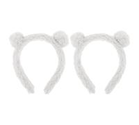 iplusmile Bandeaux Peluche Oreilles Ours Lot de 2 Blancs, Accessoires Doux et Flexibles pour Fête d'Anniversaire et Soins du Visage, Convient aux Femmes