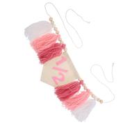 iplusmile Bannière pour Chaise Haute Fille en Laine Rose Franges et Perles en Bois, Décoration Élégante et Bohème pour Demi-Anniversaire de Bébé Fille