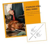 iplusmile Barbecue INOX Fourchette Acier Inoxydable pour Rôtisserie Poulet Accessoire Rotatif Outil Pratique pour Grillades et Cuisine Au Four