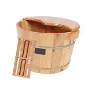 iplusmile Bassin de Trempage des Pieds en Bois 1 Ensemble Pratique Maison Seau de Bain de Pieds Couvercle Taille Compacte pour Bureau Loisirs