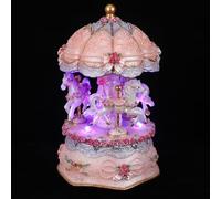 iplusmile Boîte à Musique Carrousel Rotative à Remontoir avec 3 Chevaux Lumière LED Violette Décoration Musicale Vintage pour Anniversaire et Chambre d'Garçon et Filles Présent Original