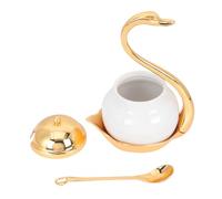 iplusmile Boîte à Sucre Design Spécial et Artisanat Raffiné Cuillère en Alliage D'aluminium Doré Pot à Sucre et Sel Set pour Buffet ou Restaurant