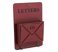 iplusmile Boîte Aux Lettres Murale Vintage Rouge Porte Courrier Décoratif avec Crochet Support Mural Multifonctionnel pour Rangement Clé et Courrier Décoration Murale Pratique pour Maison