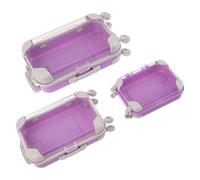 iplusmile Boîte de Rangement pour Faux Cils 3 Pièces - Mini Valises Violettes en Plastique Transparent - Organiseur de Maquillage Portable et Étui de Voyage Pratique pour Extensions de Cils
