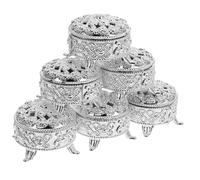 iplusmile Boîtes à Bonbons Rondes Vintage En Métal Argenté, Boîtes à Dragées De Mariage Élégantes, Décorations Rétro Pour Présents Invités, Set De 6 Pièces, Usage Fête Et Cérémonie