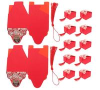 iplusmile Boîtes à Dragées Mariage Chinoises Rouges avec Pompons, Papier, Taille Moyenne, Lot de 12 Pièces, Coffret Présent Créatif pour Bonbons Invités, Boîte Présent pour Fête