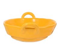 iplusmile Bol à Soupe en Céramique à Surface Martelée Bol Multifonction Jaune Mat 2 Anses Résistant à la Chaleur et Compatible Micro-Ondes Saladier Pratique Cuisine et Service à Table