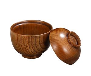 iplusmile Bol Bois avec Couvercle Pratique en Bois de Style Japonerie Bol à Soupe Multifonction pour Maison Décoratif et Récipient à Soupe Élégant