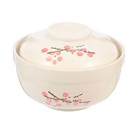 iplusmile Bol Céramique Multi avec Couvercle Bol à Riz et Porridge Familial Aux Chocs pour Soupe Nouilles Ramen et Usage