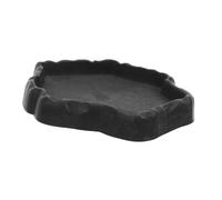 iplusmile Bol Eau et Nourriture pour Reptiles Gris Mangeoire Stable Antidérapante pour Tortues Lézards et Dragons avec Design Roche Naturel Plat Double Usage pour Terrariums