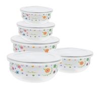 iplusmile Bols Émaillés Ronds avec Couvercles Hermétiques et pour Conservation des Fruits Salades et Aliments Faciles à Nettoyer