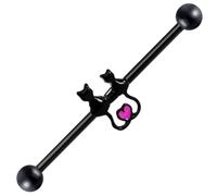 iplusmile Boucle D'oreille Industrielle en Acier Inoxydable Forme Chat, Clou D'oreille Piercing Industriel pour Femmes, Bijou de Cartilage, Accessoire Présent Femme, 1 Pièce