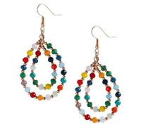 iplusmile Boucles D'oreilles Créoles Perlées Double Anneau Élégant et Décoratif en Verre Synthétique Pratique à Porter pour Femmes pour Fêtes et Mariages