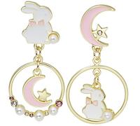 iplusmile Boucles D'oreilles Lapin Pendantes Pour Femmes, Alliage Sûr, Design Créatif Asymétrique, Mode, Présent Anniversaire, Style Mignon Et Amusant