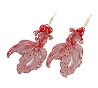 iplusmile Boucles Oreilles Pendantes Poisson Rouges Exagérées Bijoux Femme Longue Suspension Boucles Originales Pour Occasions Spéciales Et Usage Quotidien