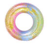 iplusmile Bouée de Baignade PVC Semi Transparente Dégradé avec Sequins Arc Ciel Anneau Flottant Coloré sans Outil de Gonflage pour Garçon Fille Ans Piscine et Facile à Gonfler