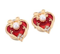 iplusmile Boutons de chemise clip-on en alliage rouge, 2 pièces style élégant en forme de cœur, accessoires pour femmes, parfaits pour mariage et tenues journalières