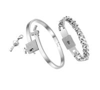 iplusmile Bracelet Couple en Acier Inoxydable à Cadenas Concentrique Chaîne à Main Féminine Paire Créative pour Usage Quotidien et Présents Saint-Valentin Résistant à la Décoloration