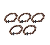 iplusmile Bracelet Croix en Perles de Bois Artisanales Lot de 5 Pièces Bracelet Religieux Chrétien Unisexe Marron Bijou de Prière Léger Adapté aux Événements Religieux et Quotidiens