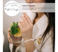 iplusmile Bracelet Dauphin Cristal Ajustable en Argenté Plaqué Chaîne Fine Fermoir Mousqueton Bijou Femme Élégant pour Présent d'Anniversaire et Usage Quotidien