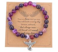 iplusmile Bracelet Perles Pierre Élastique pour Deuil Souvenir Perte Proche Cadeau Soutien avec Carte Accessoire Polyvalent pour Poignets Moyens Ornement Commémoratif pour Perte Fille ou