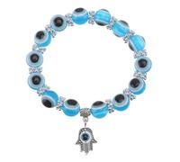 iplusmile Bracelet Rétro Œil Maléfique Perles Fatima Hamsa, Bracelet Élégant Femme, Acier Inoxydable, Bleu Clair, Bijou Spirituel pour Présent Familiales, Taille Réglable