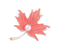 iplusmile Broche Accessoire Chic Perles Imitation et Cristaux Feuille D'érable Épingle de Poitrine en Alliage Style Délicat pour Usage Quotidien et Noël pour Femmes