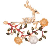 iplusmile Broche de Noël Motif Élan en Alliage Solide Épingle à Poitrine Décorative pour Vêtements Accessoire Festif Élégant et Présent pour Fêtes de Fin D’Année