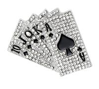 iplusmile Broche en Alliage Argenté de Carte à Jouer avec Décor de Cristaux, Accessoire Élégant et Unique pour Costume Homme et Femme