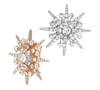 iplusmile Broche En Alliage Cristal, Lot De 2 Broches Décoratives Pour Ornement, Femme, Style Simple, Finition Brillante, Accessoire Pour Tenue Élégante, Taille Moyenne, Couleurs or Et Argenté