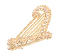 iplusmile Broche Harpe en Alliage Doré Mat, Épingle de Vêtement Raffinée, Décoration Élégante pour Femme, Accessoire de Costume Musical, Bijoux Perles et Cristaux, Présent
