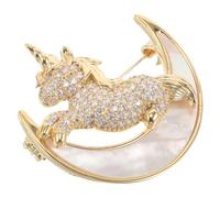 iplusmile Broche Licorne en Métal avec Coquille Naturelle Épingle Décorative Légère pour Femme et Homme Accessoire Costume Élégant pour Mariage et Événements Festifs Bijou Vintage avec