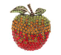 iplusmile Broche Pomme Femme Vintage Alliage avec Cristaux Colorés Épingle de Revers Élégante pour Femmes Accessoire Mode Polyvalent Cristal Rouge et Vert Élément Chic pour Vestes et Robes