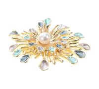 iplusmile Broche Tournesol en Cristaux et Perles Épingle à Coudre Vintage Accessoire Vestimentaire Élégant pour Col de Pull Paquet à Dos et Chapeau Décoration Féminine Raffinée