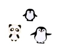 iplusmile Broches Créatives Panda Et Pingouin Lot De 3 En Alliage Métallique Résistant Accessoires Costume Couple Présent Fête Banquet Noir Et Blanc