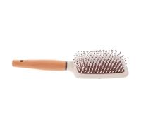 iplusmile Brosse Plate à Cheveux Peigne Démêlant pour Cheveux Bouclés Épais et Fins avec Coussinet Antistatique et Manche Bois Naturel