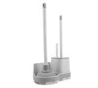 iplusmile Brosse WC Murale Blanche et Grise avec Support Ventouse Kit de Nettoyage 2-en-1 pour Toilettes Nettoyage des Rainures Accessoire Suspendu Gain de Place pour Salle de Bain et