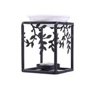 iplusmile Brûleur D'huiles Essentielles Forme Carrée Stylée Décoratif et Céramique Noir, Lisse Facile à Nettoyer pour Balcon et Pièce