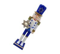 iplusmile Casse-Noisette Soldat Bleu et Blanc Décoration Hanoukka Traditionnelle Bois Figurine Festive Juive