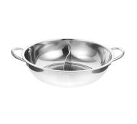 iplusmile Casserole à Fondue Acier Inoxydable avec Séparateur Poêle à Double Compartiment pour Cuisson Induction pour Repas Conviviaux et Utilisation Familiale
