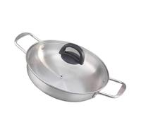 iplusmile Casserole à Soupe Acier Inoxydable Couvercle Pot à Nouilles Coréennes Poignées Doubles pour Soupe Ragoûts Ustensile de Cuisine Durable