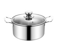 iplusmile Casserole en Acier Inoxydable avec Couvercle, Absorption Thermique Optimale, Facile à Utiliser, pour Soupe et Hot Pot, Couleur Argenté