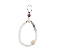 iplusmile Chaîne de Téléphone Perles de Style Chinois Blanc Lanière de Poignet Décorative Unique Corde Suspendue Perte Compatible Smartphones Portable Naturel