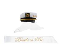 iplusmile Chapeau de Capitaine de Mariée avec Voile et Bande pour Plage Enterrement de Vie de Jeune Fille Mariage Croisière et Fête Hawaïenne