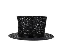 iplusmile Chapeau de Magicien Noir Étoiles, Accessoire de Performance Conjuration Créatif, Taille Unique, Léger et Portable pour Fêtes, Halloween et Spectacles de Scène
